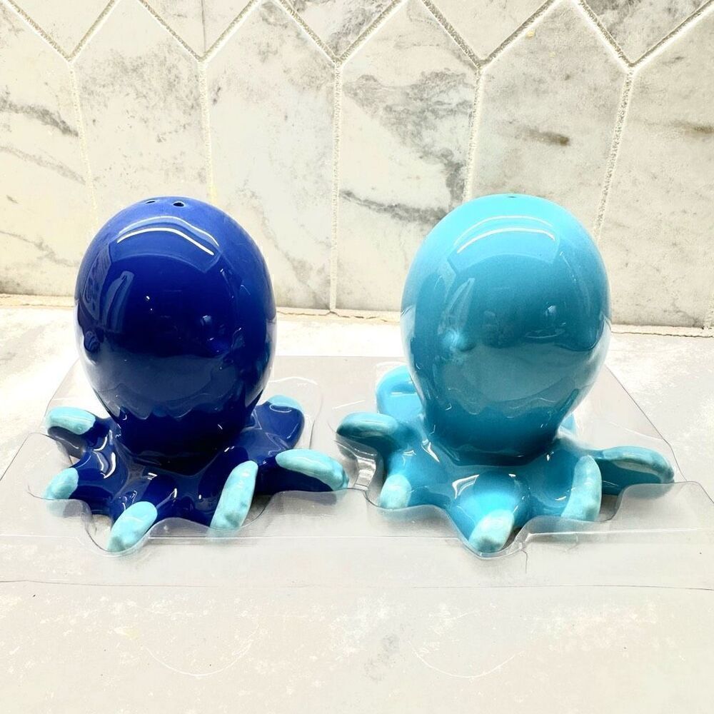 NWT Tag Baby Octopus Salt And Pepper Shakers Set Blue & Teal OS